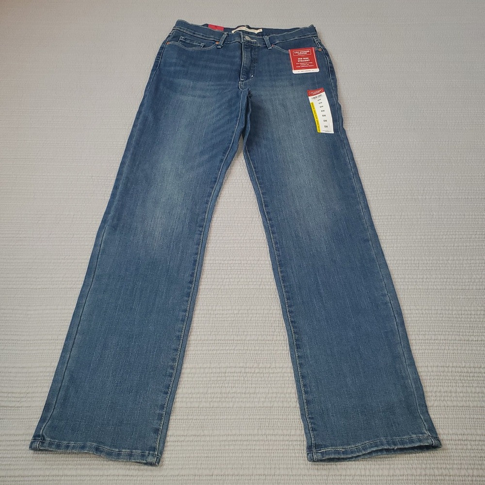 Levi Strauss Signature Womens Mid Rise Straight Leg Jeans Blue 8M NWT